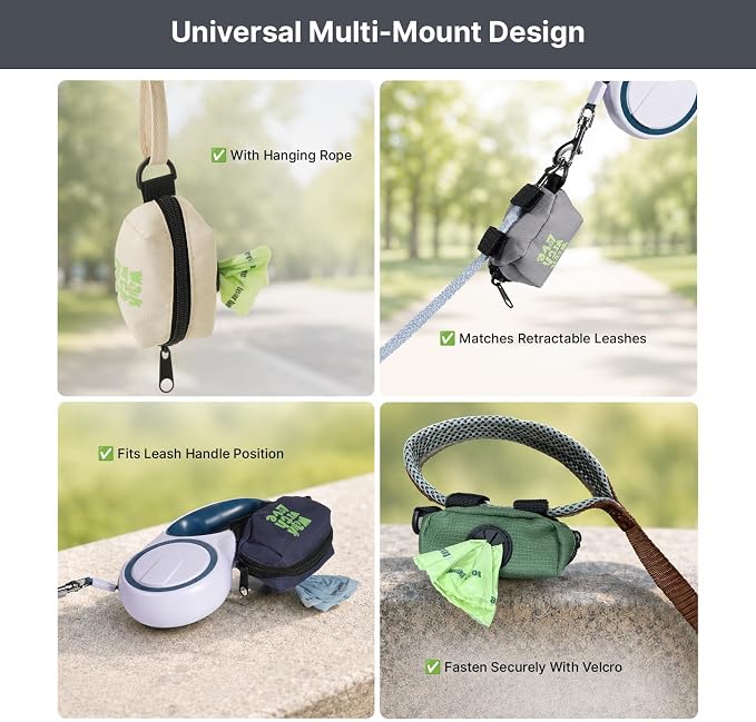 Dog Poop Bag Holder For Leash, Doggy Poop Bag Dispenser With Velcro Attachment, Suitable For Any Retractable Leash, Reusable Dispenser For Travel, Walking, Park, And Outdoor Use (Blue)