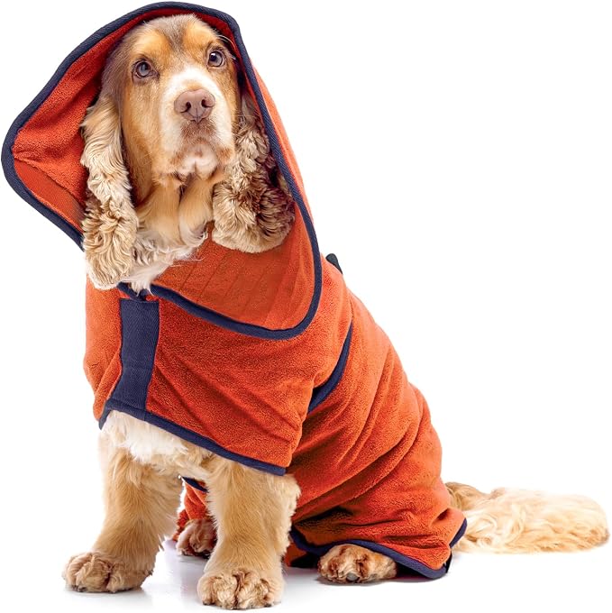 Lucky Pooch® Dog Robe - Luxurious Dog Bathrobe - Ultra Absorbent Dries Your Dogs in Minutes! Double-Layer, Super Soft Towel and Bath Robe All in One (XXL, Amber)