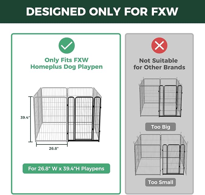 FXW Homeplus Unleashed Dog Playpen Designed for Indoor Use, 1 Add-on Gate, 40" Height for Medium and Large Dogs, Black │Patented