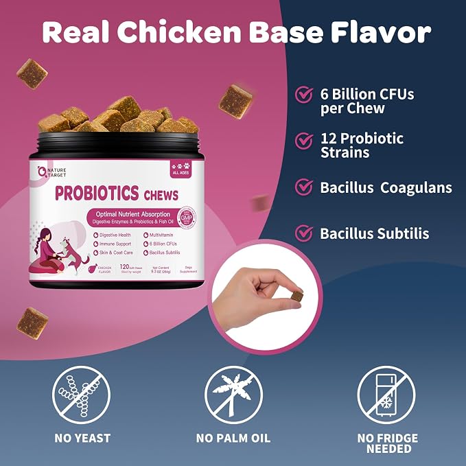 NATURE TARGET Glucosamine Joint Supplement Bundle with Probiotics for Dogs