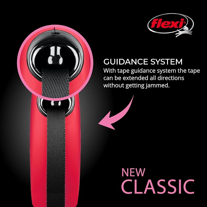 FLEXI® Classic XS Tape Retractable Dog Leash, 3-Finger Grip, 10 ft - Red | German engineered, Pocket-Size original flexi leash, durable quality for dogs up to 18 lbs, tangle-free,reliable brake system