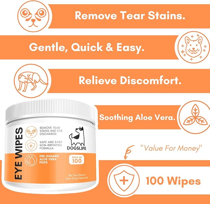 Dog Eye Wipes, Pack of 100