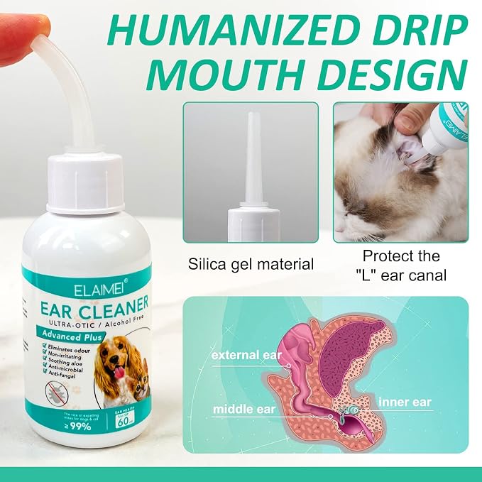 Ear Cleaner for Dogs, Ear Infection Treatment, 60ml