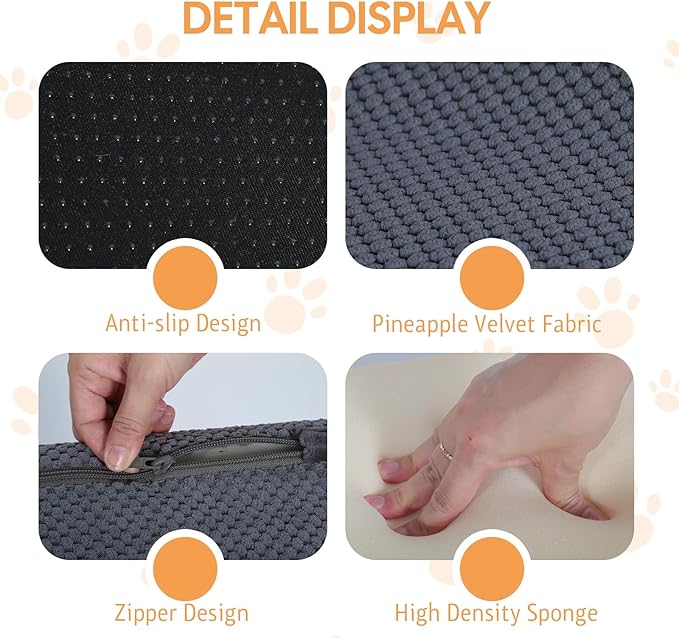 Dog Ramp for Bed, 23" H Dog Stairs for High Bed, 2 in 1 Pet Steps for Small Dogs, 5-Step Foldable Transformable Large Cats Ramp to Get on Couch, Non-Slip Balanced, Grey