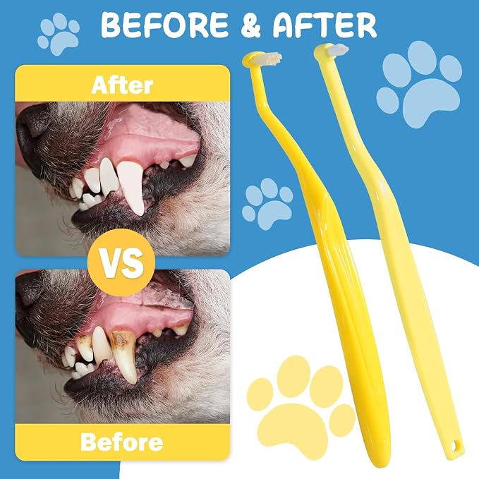 E.M&S.T by Emmeliestella Small Dog & Cat Toothbrush Horizontal Head, Cat Dental Care, Dog Tooth Brush, Oral Hygiene, Easy Handle, Deep Clean, Soft Bristles, Multi-Angle, Pointed Toothbrush, 3PCS