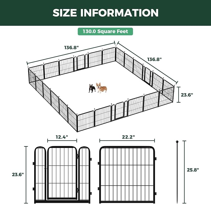 FXW Rollick Unleashed Dog Playpen, 24in, 24 Panels, Small/Puppy, Black