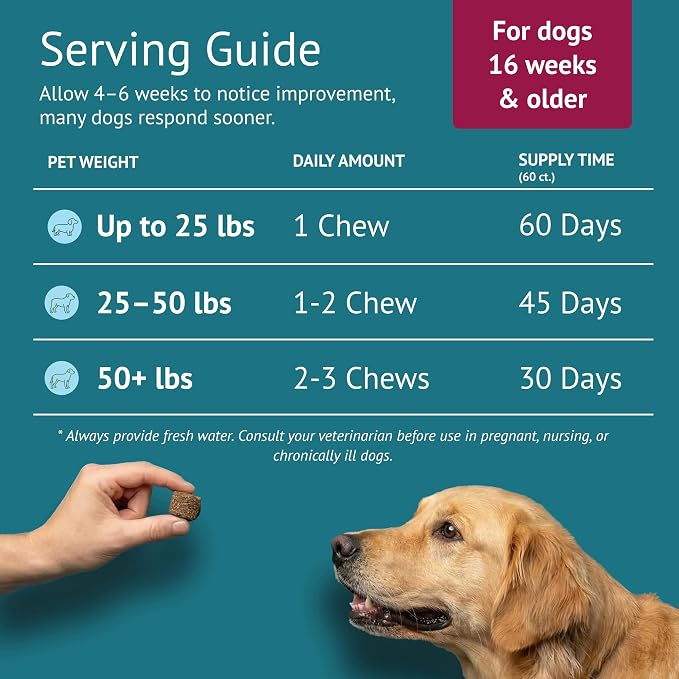 Dog Skin and Coat Supplement Chews - Omega-3 Fish Oil, EPA & DHA, Biotin, Vitamin A & D3 - Coat Shine, Skin Hydration, Shedding & Itch Relief - Made in USA - 60 Count