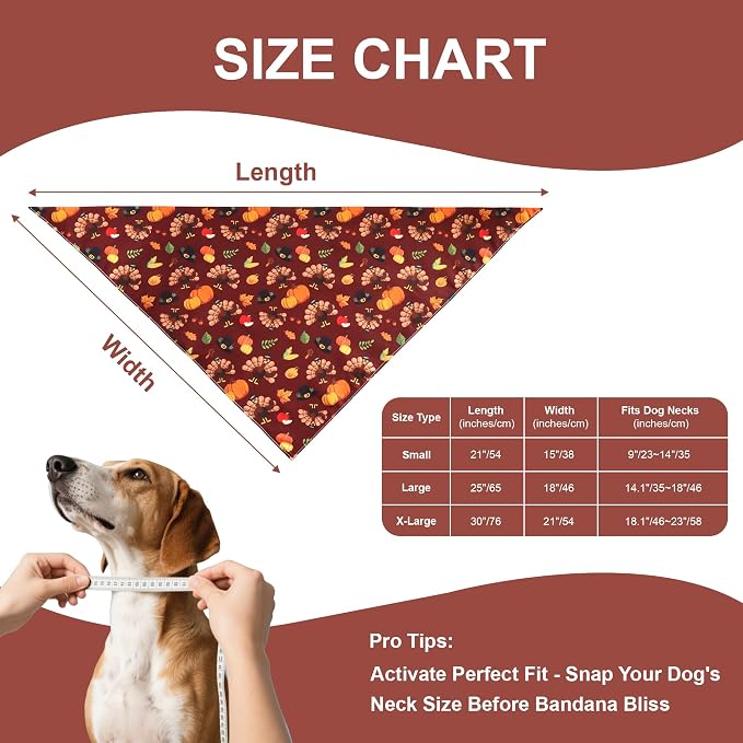 Thanksgiving Dog Bandana for Medium and Large Dogs, Turkey, Medium