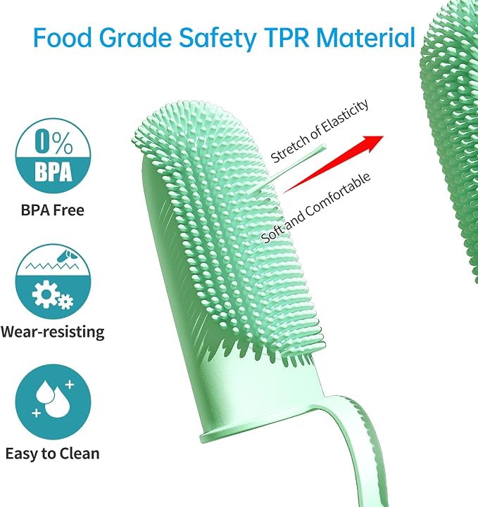 2 Pack Toothbrush for Dog,135ºSurround Bristles for Easy Teeth Cleaning, Finger Tooth Brush Dental Care for Puppies, Cats and Small Pets