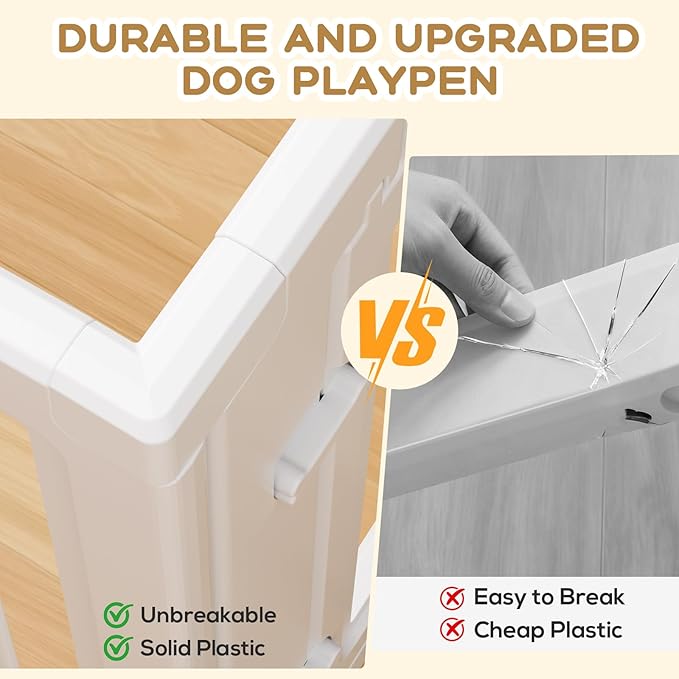 Dog Playpen, Clear Dog Pen, Dog Pen Indoor, Easy to Install and Remove Dog Play Pen, Puppy Playpen Suitable for Dogs, Cats,Dog Playpen Indoor (White, 23.6 inch Height, 8 Panels)