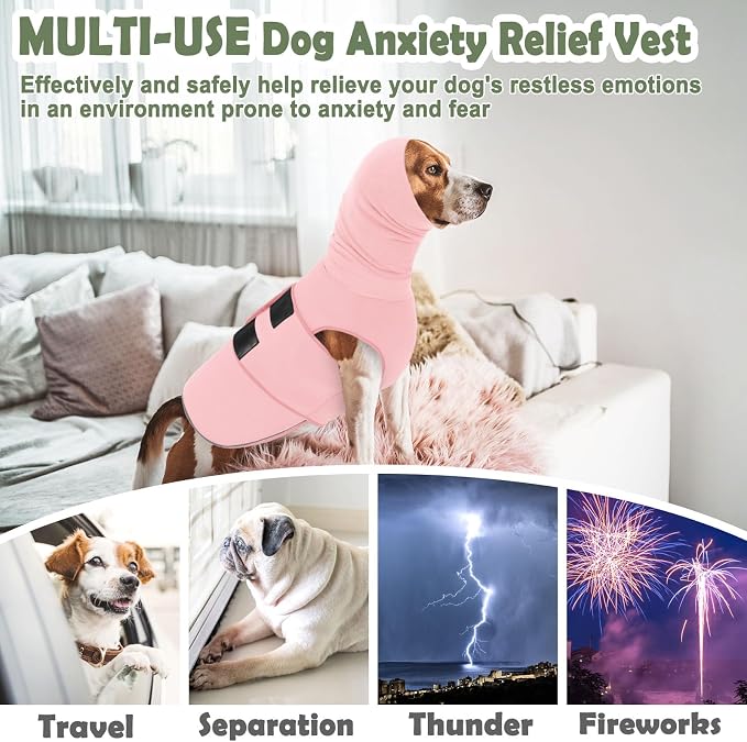 KOESON Reflective & Soft Dog Anxiety Vest with Ear Wraps for Thunderstorm