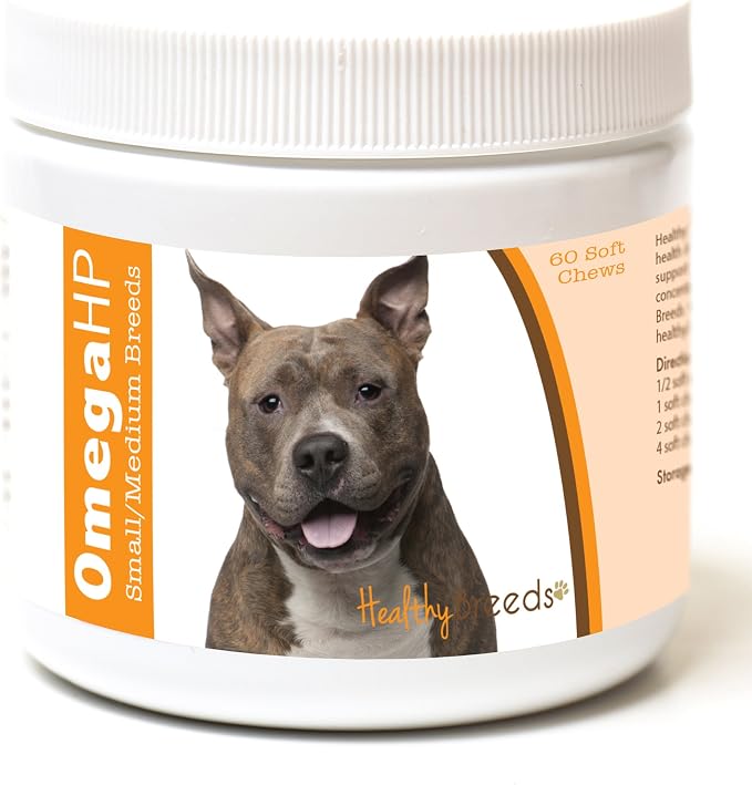 Healthy Breeds American Staffordshire Terrier Omega HP Fatty Acid Skin and Coat Support Soft Chews 60 Count