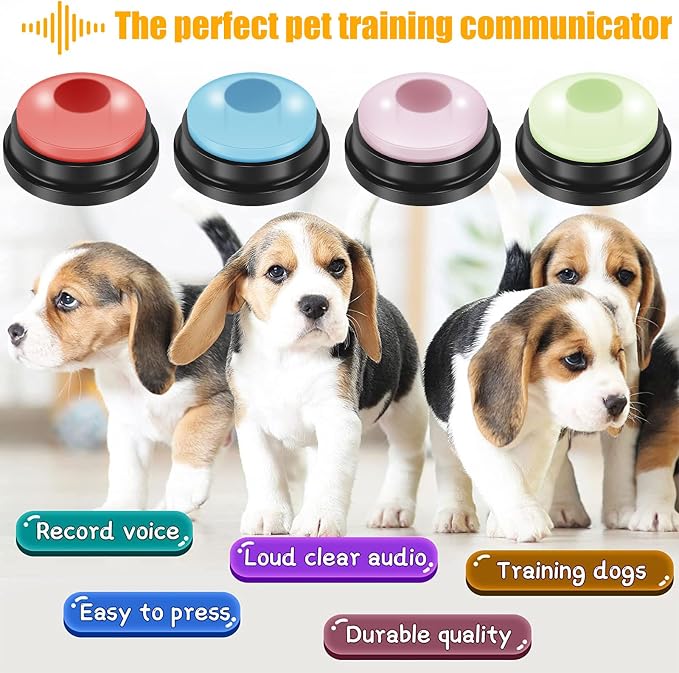 Dog Buttons for Communication Voice with Light, 4 Pcs