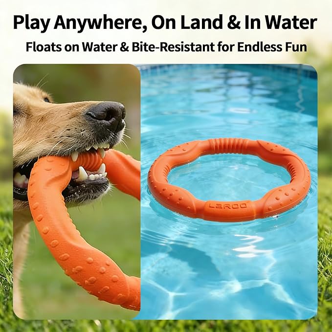LaRoo Dog Flying Ring Toy, Floating, Medium, Orange, 22cm