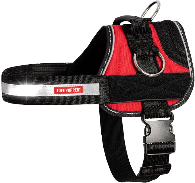 Tuff Pupper Fast Fit No Pull Dog Harness, Escape Proof, Reflective, Red