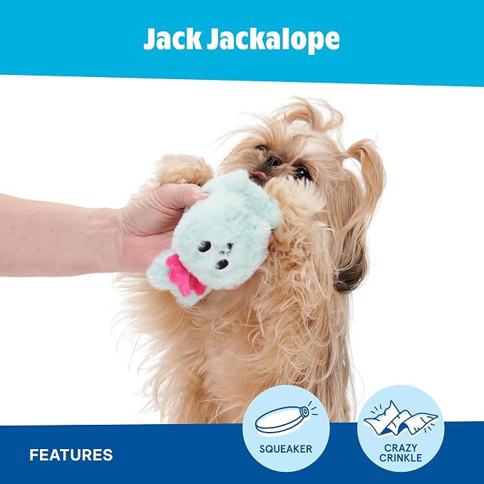 BarkBox Jack Jackalope Dog Toy - Toy for Small Dogs | Cryptid Plush Toy with Squeaker and Crinkle
