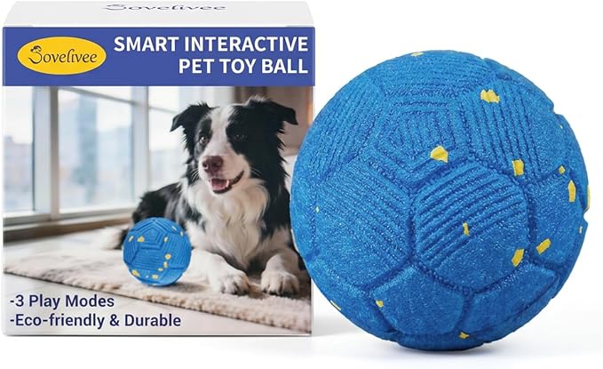 Smart Interactive Dog Ball, Automatic Moving Dog Toy with 3 Play Modes, Durable E-TPU Material, IP65 Active Moving Pet Toy Ball for Medium and Large Dogs, Blue