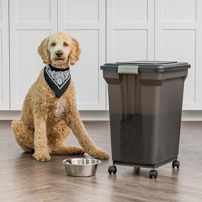 IRIS USA Dog Food Storage Container, Up to 58 lbs, Black