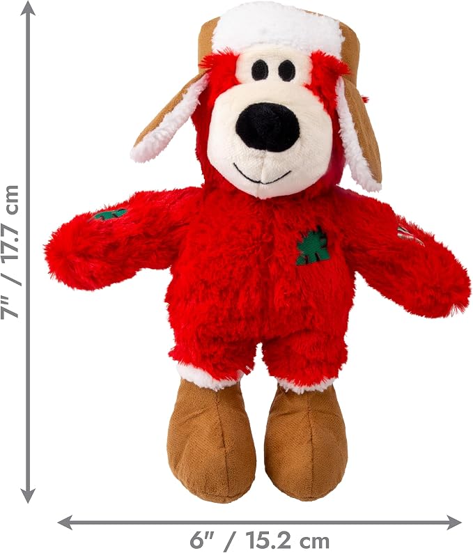 KONG Christmas Winter Hat Wild Knots Bear Dog Toy – (2 Pack, Small/Medium)