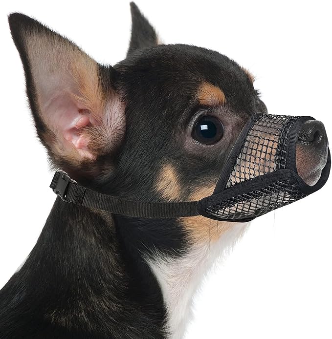 Dog Muzzle, Soft Mesh Muzzles for Small Dogs Biting | Black, XS | Toy Poodle Puppy Muzzle for Chewing Nipping, Breathable Dog Mouth Guard for Grooming, Vet Visit, Allows Panting Drinking