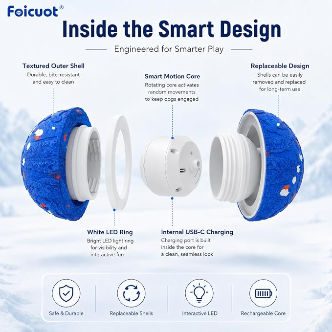 Interactive Dog Ball Toy, 3 Modes, LED, Sound & Vibration, USB-C | Durable E-TPU, Colorful LED Lights, Sound & Vibration, 50-Min USB-C Charging, Up to 3.5H Playtime, IP7 Water Resistance