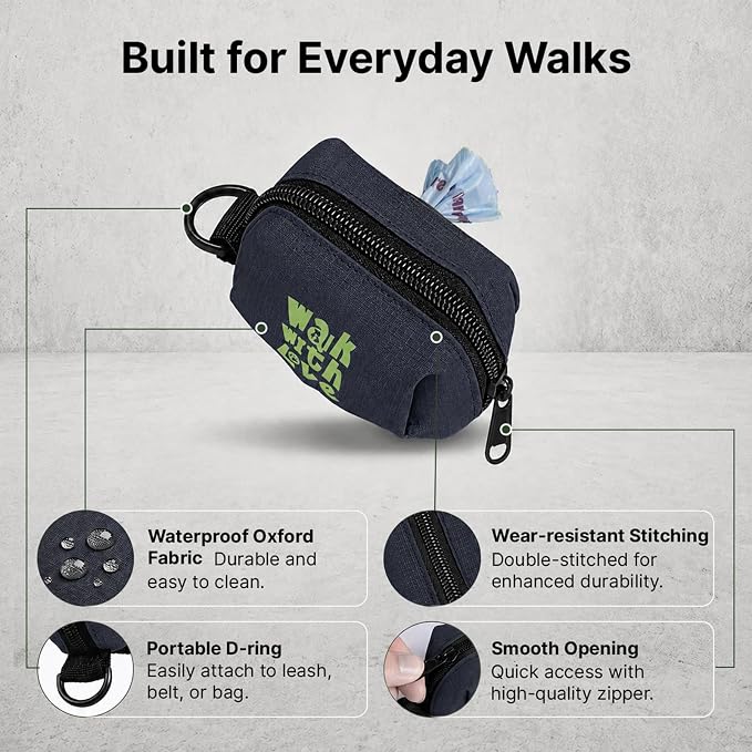Dog Poop Bag Holder For Leash, Doggy Poop Bag Dispenser With Velcro Attachment, Suitable For Any Retractable Leash, Reusable Dispenser For Travel, Walking, Park, And Outdoor Use (Blue)
