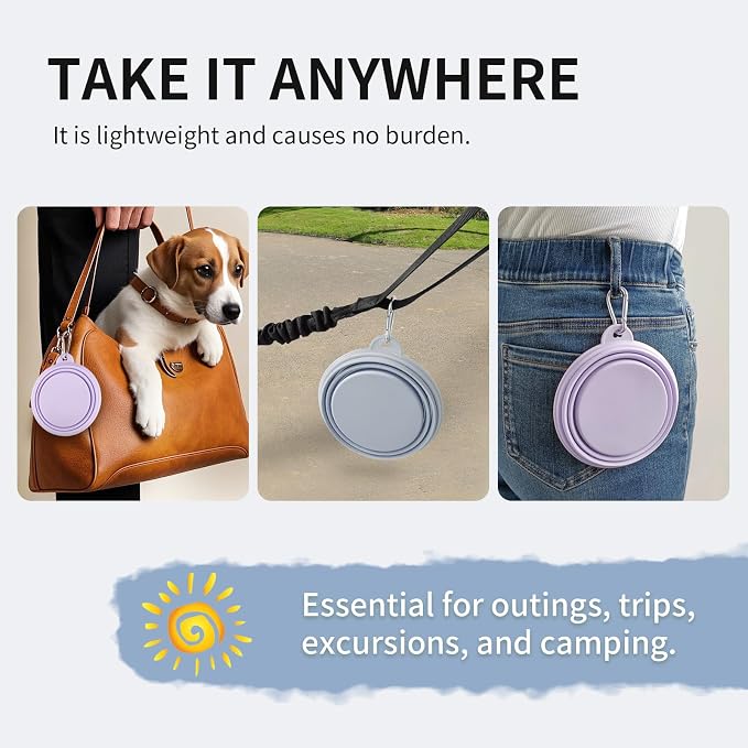 Collapsible Dog Bowls, 2 Pack, Macaron Blue & Violet
