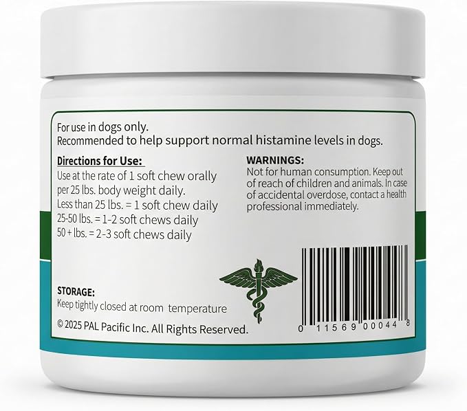 Dog Allergy Chews for Itchy Skin, Hot Spots, Paw Licking Relief & Itchy Ears – Quercetin, Turmeric, Probiotics & Colostrum – Made in USA – 60 Count