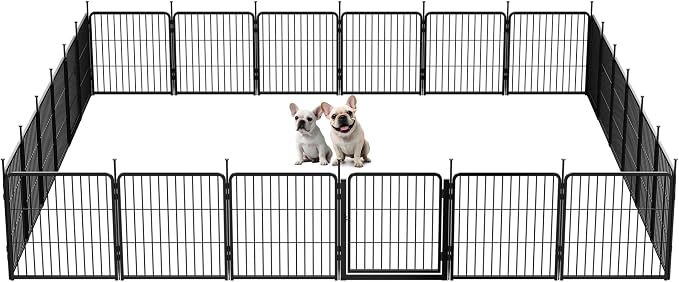 SunsGrove Dog Playpen Outdoor, 24 inch 24 Panels with Wider Door for Small and Puppy Dogs, Free and Safe Play Dog Fence Indoor, Black