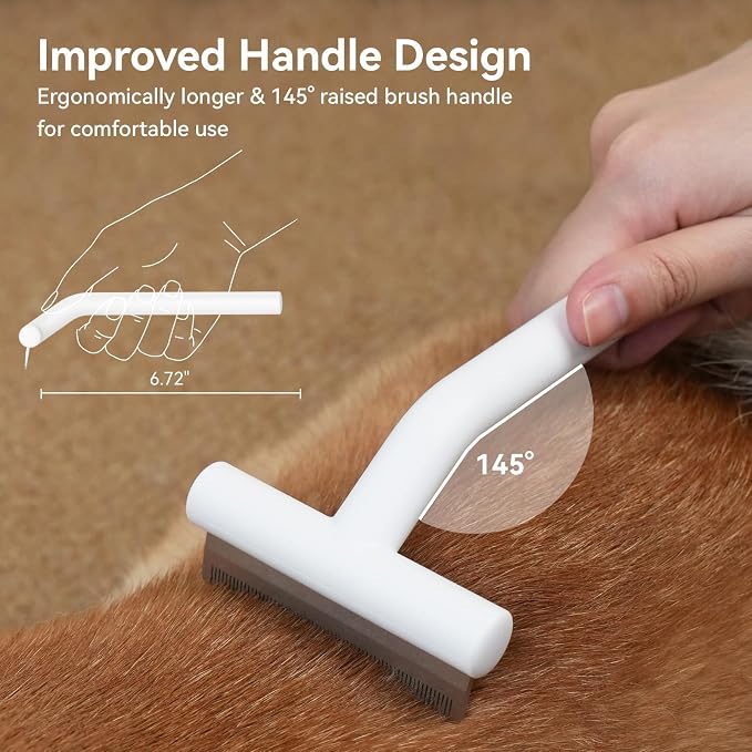 aumuca Pet Deshedding Tools for Short Haired Cats & Dogs, White