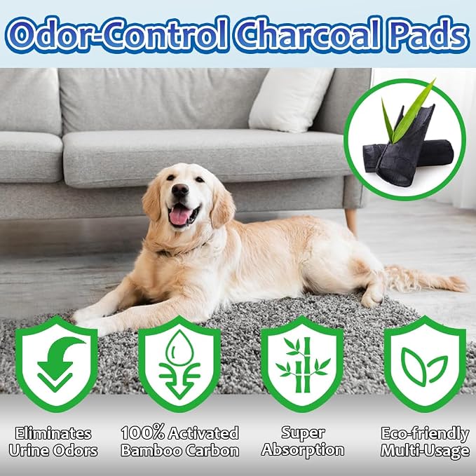 Dogcator Charcoal Puppy Pads with Dog Ear Wipes for Odor Control, 120 Pack Ear Wipes for Dogs, 40 Count Charcoal Pee Pads, Disposable Pet Care Supplies, Effectivly Remove Bad Smells