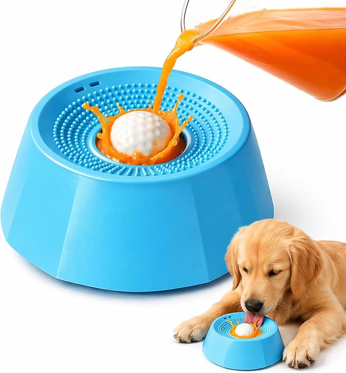 Dogs & Cats Lick Bowl Slow Feeder, Dog & Cat Enrichment Toy with Rotating Treat Ball, Strong Suction Base, Easy to Clean Interactive Puzzle Feeder for Anxiety Relief, Slow Eating & Mental Stimulation