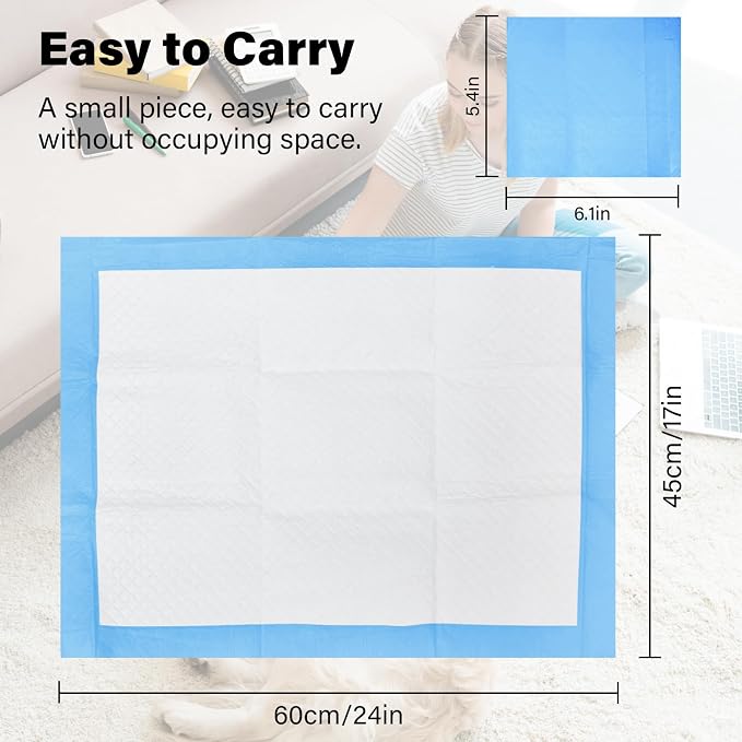 Disposable Pads for Changing Diapers with Super Absorbent and Leak Proof, 17"x 24" 4-Layer Quick Dry Pet Pads for Dogs Pee Training,Soft for Newborn Baby and Incontinence Adults -Blue(50P)