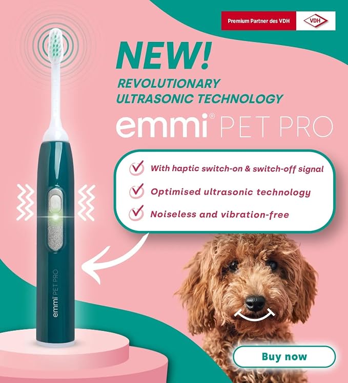 Emmi-pet PRO Oral & Skin Care Electric Toothbrush Set for Pets. Patented No Noise, No Brushing, Deep Cleaning Ultrasonic Technology - for Healthier Teeth & Gums & Fresher Breath. Made in Germany.