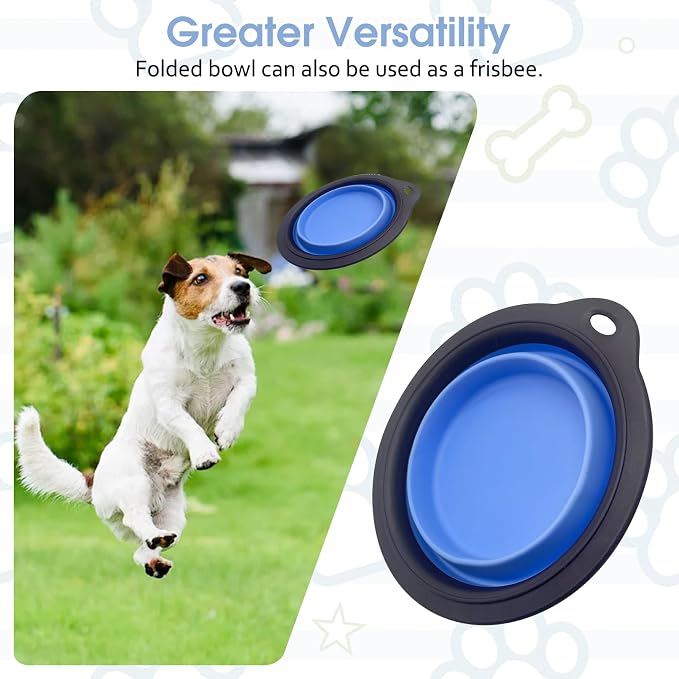PINVNBY Elevated Portable Dog Bowl Stand with Collapsible Bowls