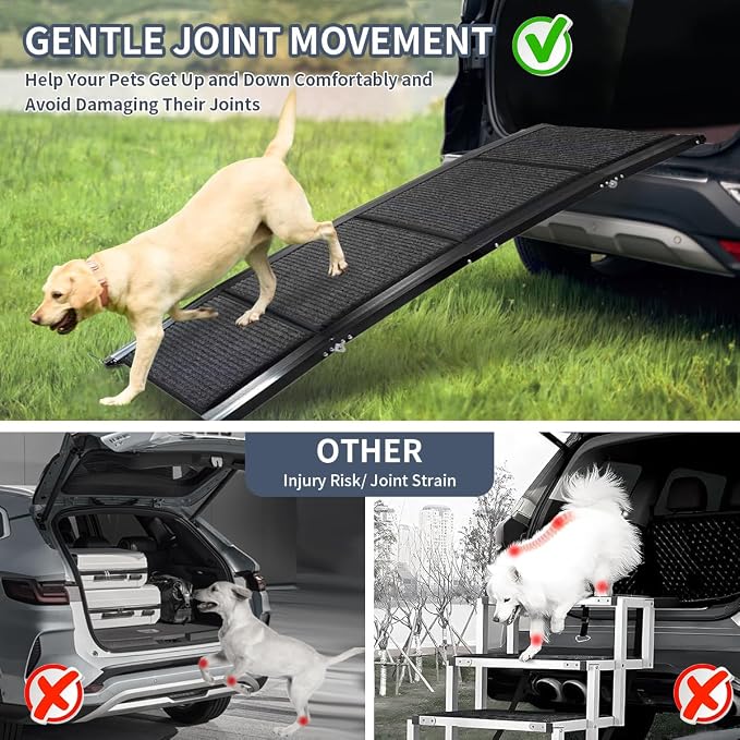 71'' & 19" Extra Wide Dog Ramp for Large Dogs, Foldable Aluminum Portable Pet Ramp with Non-Slip Surface for SUVs, Trucks and High Beds up to 250lbs