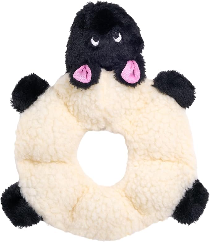 ZippyPaws Loopy No Stuffing Dog Toys to Keep Them Busy - 10" | For Small, Medium, & Large Dogs, Squeaky Pet Toy for Boredom, Unstuffed Chew Toy, Soft Plush Puppy Products, Sheep