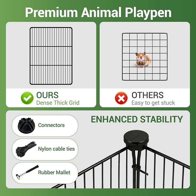 VISCOO Upgraded 28 Panels Guinea Pig Cages, 48" x 24" x 28" DIY Small Animal Playpen with Waterproof Mat, Portable Metal Rabbit Bunny Cage, C&C Cage for Guinea Pigs, Hamsters/Bunny playpen