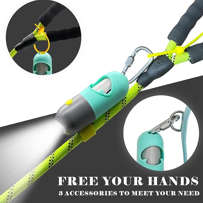 Dog Waste Bags Holder with LED Flashlight Doggie Poop Bags Dispenser with 13 Rolls Leak-Proof Pet Trash Bags Rechargable USB Cable (Mint Green)