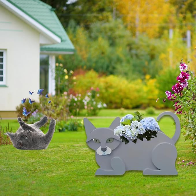British Short Cat Planter Pots, Animal Shaped Flower Pot