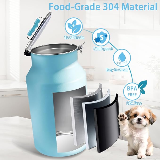 Dog-Cat Food Storage Container 40 lb, Airtight Stainless Steel Bin