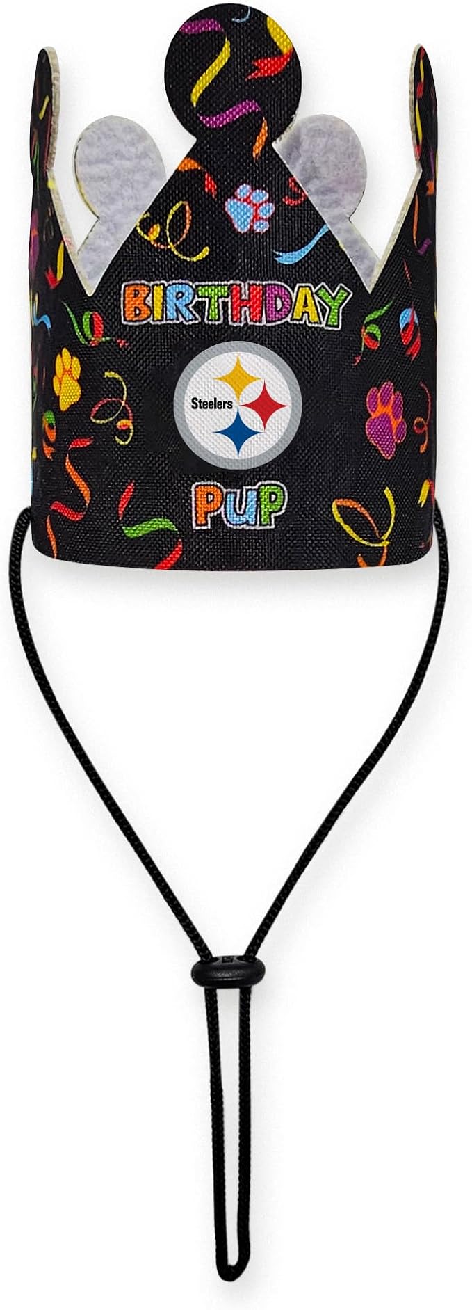 NFL Pittsburgh Steelers Dog Birthday Party Set 10pcs with 1 Football Bandana Large/X-Large, 1 Crown Hat, 1 Banner, 1 Birthday Cake Toy & 6 B-Day Balloons, Dog Birthday Set, Costume, Fun Doggie Pawty