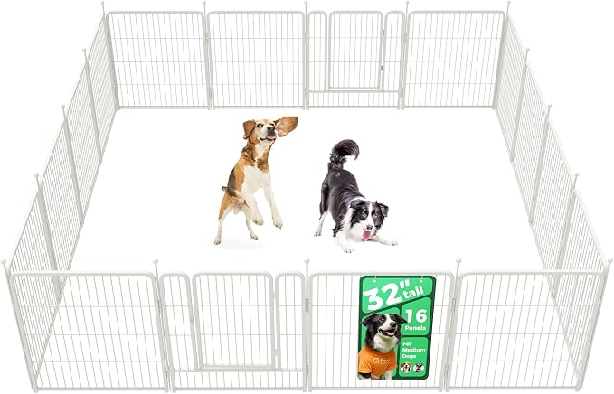 FXW Rollick Unleashed Dog Playpen, 32in, 16 Panels, Medium/Large, White