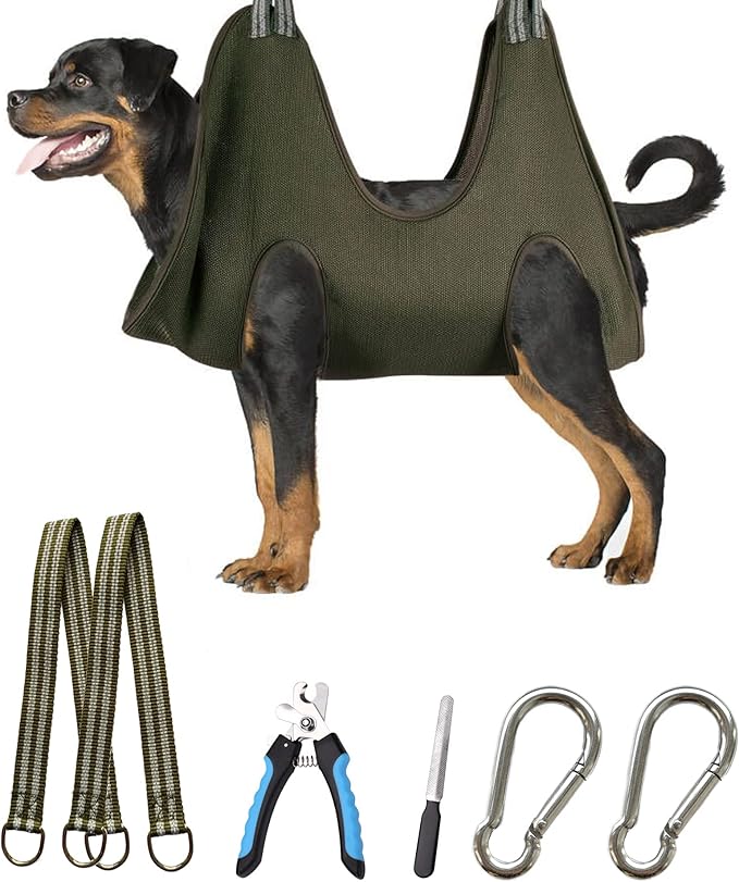 Kkiimatt 10-in-1 Dog Grooming Hammock - XXL/Under 120lb Khaki Green