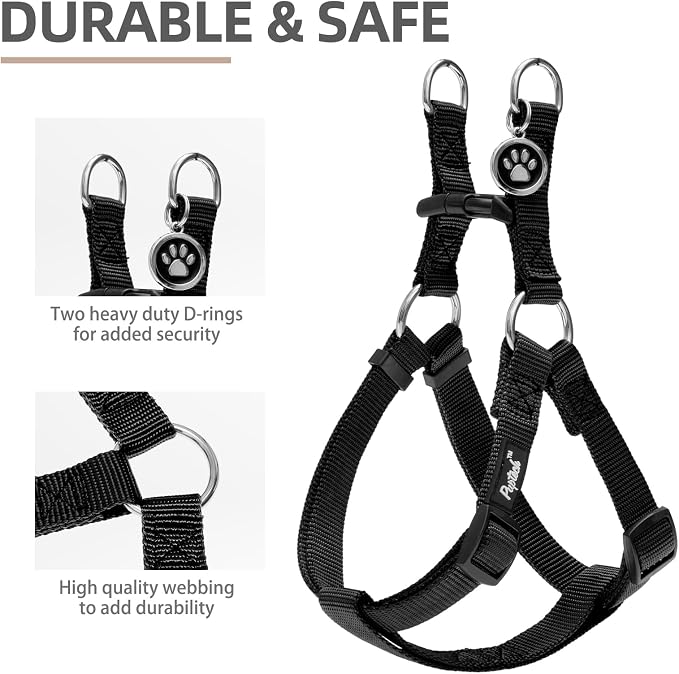 PUPTECK No Pull Dog Harness Large Sized Step-in Adjustable Puppy Vest | Soft Webbing Basic Halter with ID Tag for Outdoor Walking