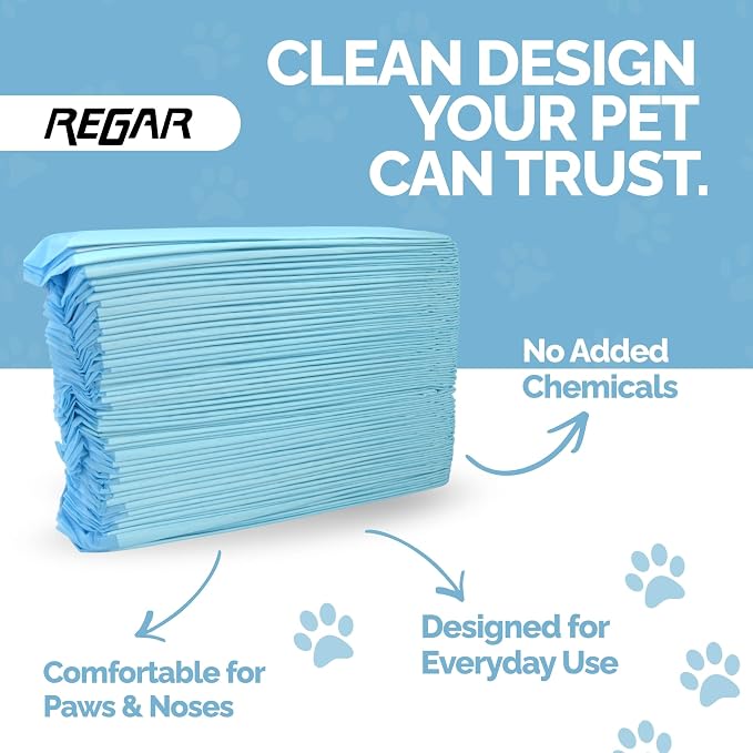 ReGar Puppy Training Pads 22x22 Inch, 50 Count – Super Absorbent Dog Pee Pads with Leak-Proof Backing, Disposable Potty Pads for Puppies & Dogs