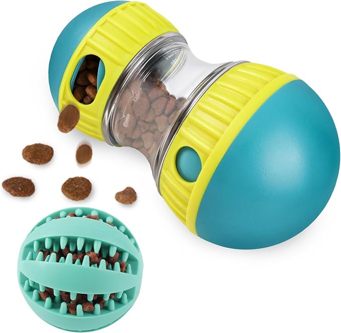 ETACCU Dog Puzzle Toy Adjustable Treat Dispensing Ball Slow Feeder Food | Dispenser Balls Puppy Enrichment Training Toy Pet Interactive Chase Toys for Small Medium Large Dogs Keep Busy
