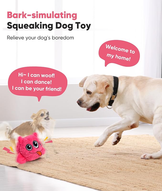Petbobi Interactive Dog Toys for Small Medium Breeds Moving Barking Ball | Bobby motor action, Auto rolling design, Boredom buster, Stimulating play, Plush monster, Washable cover, USB rechargeable
