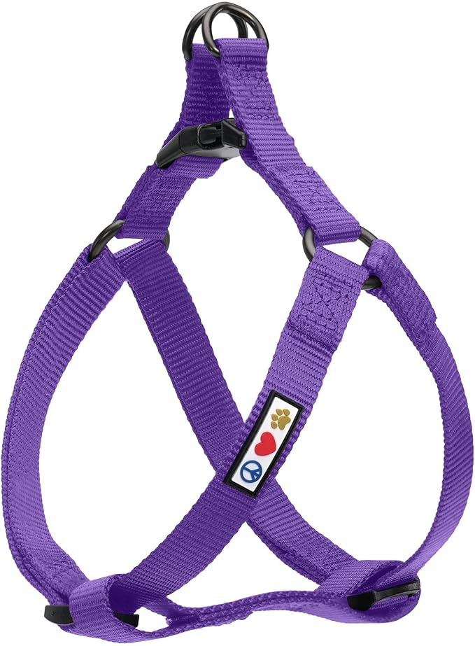 Pawtitas Solid Step-in Dog Harness – Adjustable No-Pull Vest for Puppies to Seniors, Safe & Comfortable M Purple