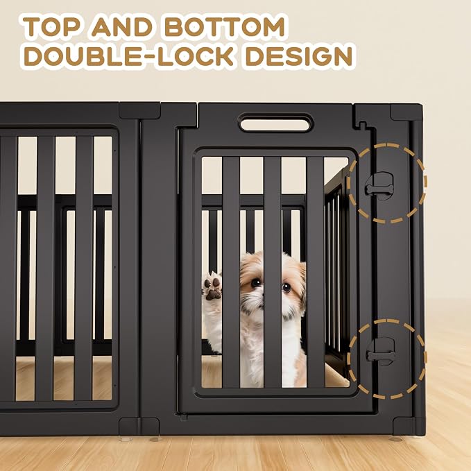 Dog Playpen, Clear Dog Pen, Dog Pen Indoor, Easy to Install and Remove Dog Play Pen, Puppy Playpen Suitable for Dogs, Cats,Dog Playpen Indoor (Black, 30.3 inch Height, 10 Panels)